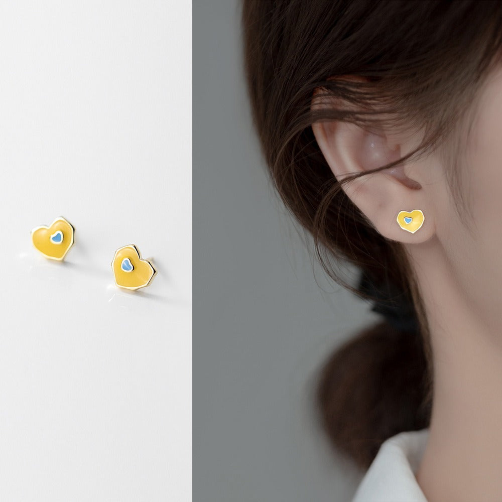 S925 silver love cute earrings